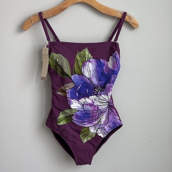 Gottex Bandeau One Piece Swimsuit Plum Size 8 NEW! - Picture 5 of 7